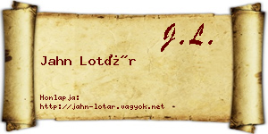 Jahn Lotár névjegykártya
